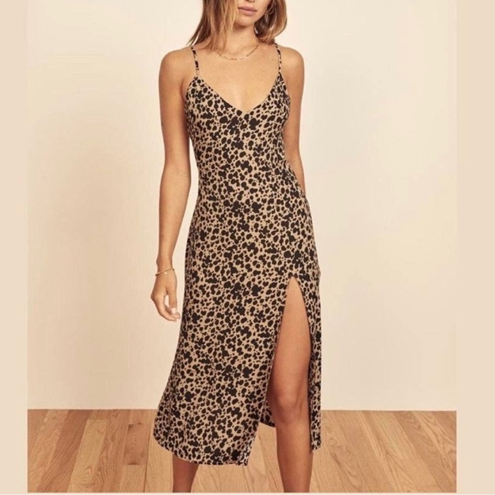 Reformation crimini leopard Slip dress leg slip